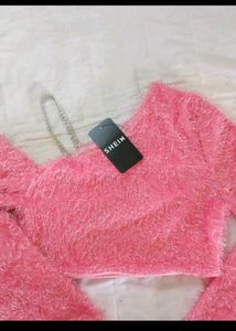Fluffy Pink Crop Top
