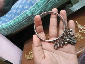 Silver Bangle Set with Charm