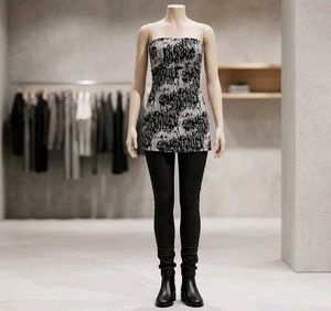 Chic Strapless Print Tunic Top