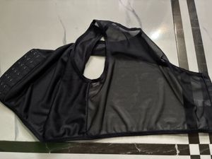 Black Mesh Sports Bra with Hook-and-Eye Closure