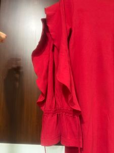 Red Ruffle Sleeve Mini Dress