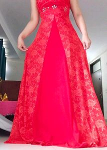 Stunning Red Lace Ethnic Gown