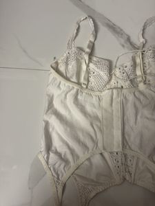 Chic White Broderie Anglaise Corset Top