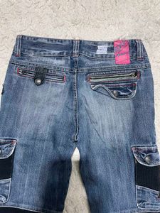 Women's Blue Cargo Bootcut Jeans