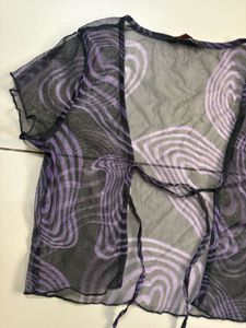 Sheer Swirl Print Tying Top