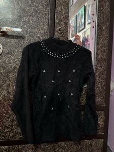 Fuzzy Black Pearl Sweater