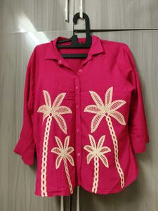 Pink Palm Tree Print Shirt