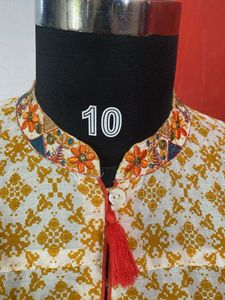 half White with mustard yellow  Printed Kurta