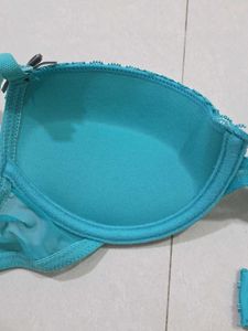 Teal/ Cyan Lace Bra from Paris