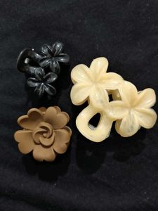 Set of 3 Flower Hair Claw Clips