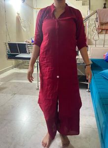 Maroon Kurta Set with Palazzo Pants