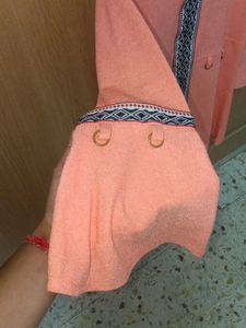 Beautiful Peach Colour V Shape Top For Girls