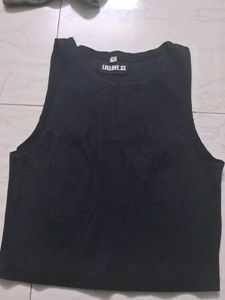 Sleek Black Sleeveless Crop Top
