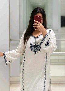 Embroidered White Kurta
