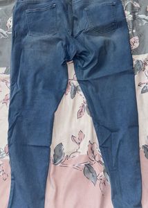 Blue Denim Jeans with Side Stripe