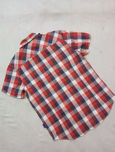 Men's Red Checked Short Sleeve Shirt