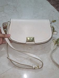 double sling Stylish Bag with gold accent chain