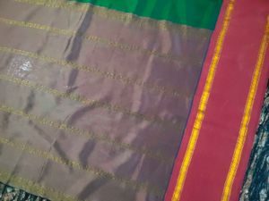 Traditional pure silk Saree with Red Border
