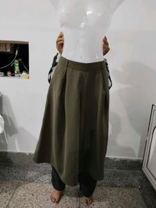 GU Olive Green Pleated Divider Skirt