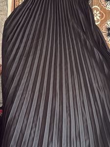 Black Pleated Midi Skirt
