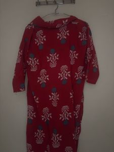 Red Printed Cotton Kurta