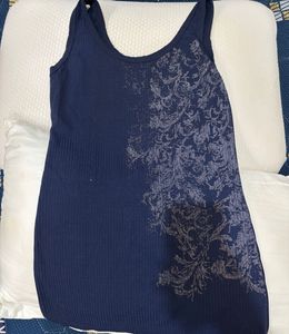 Y2K Blue Tank Top with Damask Print