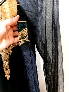 Elegant Black &amp; Gold Stone work Gown