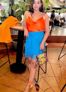 Blue Fringed Skirt