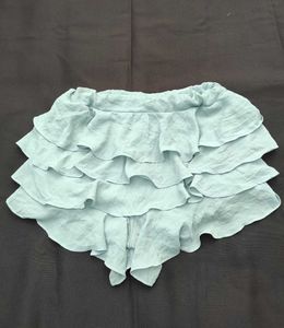 Light Blue Ruffled Mini Skirt with shorts attached