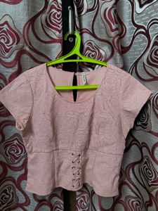 Cute Rose Lace-Up Crop Top