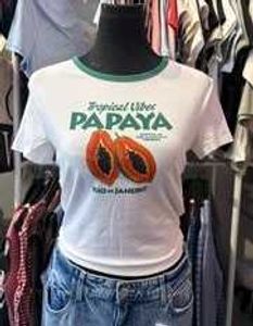Papaya Graphic Crop Tee