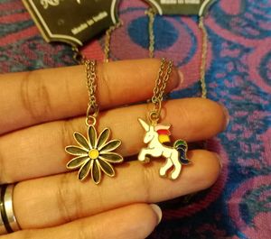 Cute Unicorn and Sunflower Necklace Combo