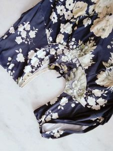 Navy Blue Floral Print Maxi