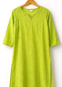 Lime Green Embroidered Kurta