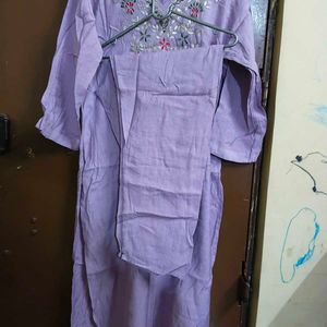 Embroidered Lavender Kurta Set