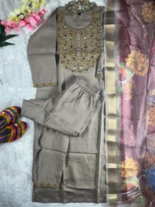 Embroidered Kurta Set with Dupatta