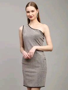 Shein Party One Shoulder Shimmer Bodycon Dress🤎