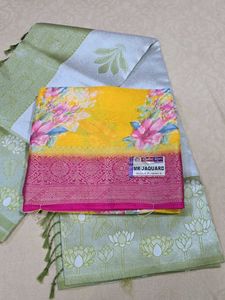 COMBO SAREE  Vibrant Floral with Pink Bor