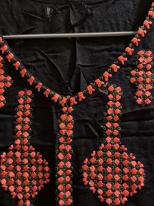 Black Kurta with Red Embroidery