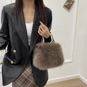 Pink Faux Fur Handbag with Pearls