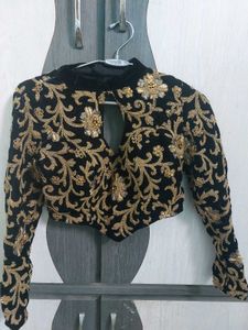 Heavily embroidered Black Velvet Blouse