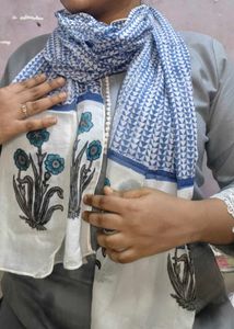 Blue &amp; White Block Print Scarf