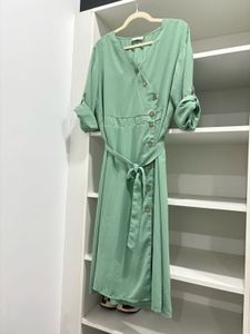 Mint Green Button-Up Dress