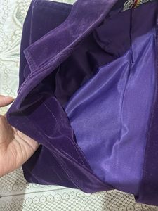 Purple Velvet Double-Breasted Blazer