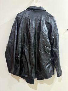 Black Faux Leather Shacket