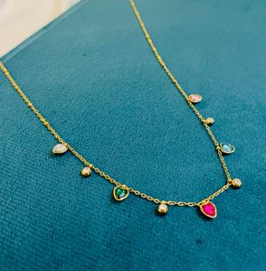 GOLD PLATED MULTICOLOURED CRYSTAL PENDANT