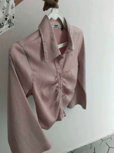 Chic Ruched Pink Crop Top