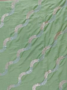 Pista Saree with Beautiful Sequence Work