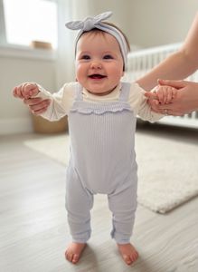 Baby Striped Overalls with Headband