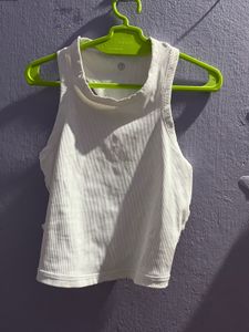 Ribbed White Cropped Tank Top